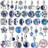 Silver S925 Blue Series Beads Fit  Bracelet Bangle Diy Original Design Star Moon Galaxy Charms For Jewelry Make