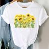 Flower Sunflower Watercolor Cute 90s Women Short Sleeve Summer Fashion Print Tee Top Tshirt Lady Female Clothing Casual Graphic T-shirt