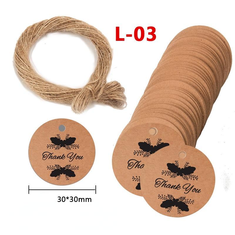 About 50PCS Kraft Paper Tags DIY Handmade/Thank You Multi Style Crafts Hang Tag With Rope Labels Gift Wrapping Supplies Wedding Favors