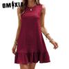 Summer Women's Fashion Versatile O-Neck Sleeveless Dresses