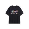 Hand-Painted Large Logo Print Loose Comfortable Versatile Short Sleeve T-Shirt Men Tops Black AHSU745-1