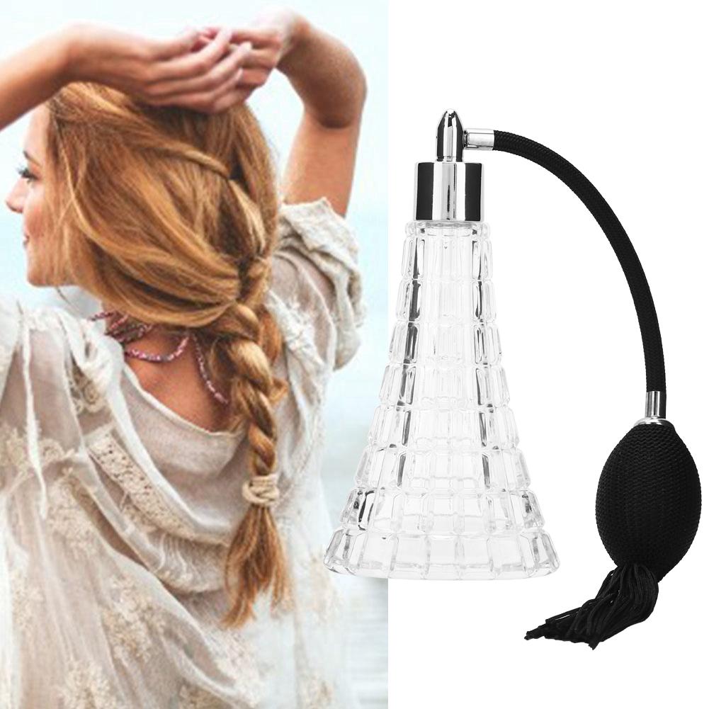 Empty Refillable Glass Vintage Perfume Bottle with Antique Black Bulb Sprayer with Tassel 75ml