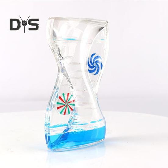 Liquid Motion Bubbler Timer Rotary Wheels Stress Relief Colorful Oil Dropping Hourglass Fidget Toy Home Office Desktop Decoration Kids Adults Gift