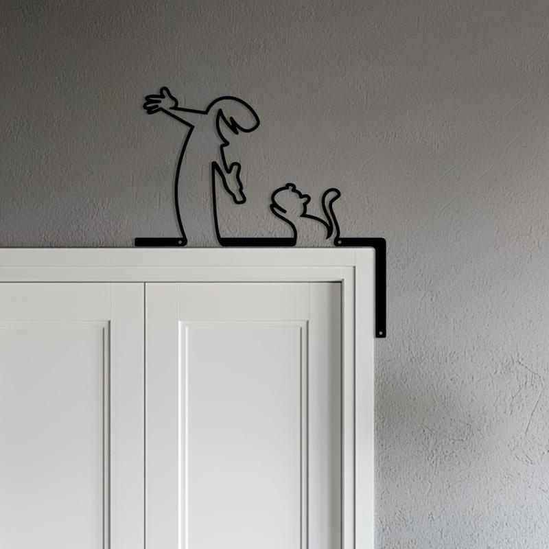 Metal Wall Decor Wrought Iron Sign Home Interior Door Frame Art Hanging Painting Room Decor Lucky Cat Home Decoration