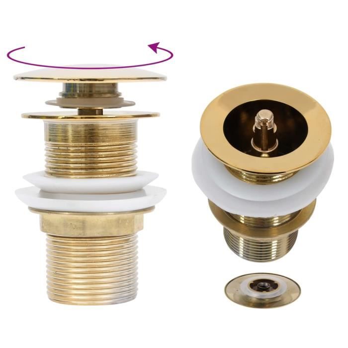 Push-button Drain - vidaXL - Gold - 6.4x6.4x9.1 Cm - Zinc and Brass - Easy To Clean
