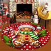 1Pcs Christmas Gingerbread Pattern Round Area Rug Indoor Non-Slip Washable Fiber Carpet Soft Comfortable Mat For Bedroom Living Room