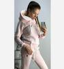 Women's Autumn/Winter Fleece Fashion Leather Patch Hooded Sportswear Set