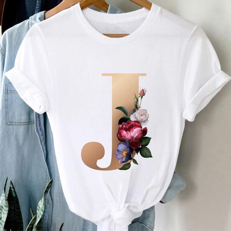 Woman Tshirts 26 Letter Customization T-Shirt Ladies Fashion Top Female Tees Casual T Shirt Summer Short Sleeve Femme