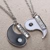 2Pcs/Set Best Friends Tai Yin Yang Carved Bar Pendant Split Necklace Gift