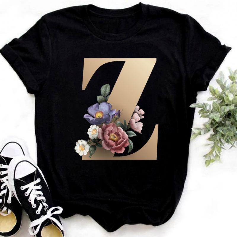 Summer Women's Fashionable Simple Floral Letter Printed Pure Cotton Short Sleeved Women's T-Shirts Women’s
