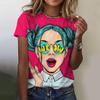 Summer Round Neck 3D Cartoon Fashion Woman Print Top Fashionable Casual Short Sleeved Women's T-shirts
