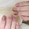 24 Pieces National Style Acacia Red Bean Wearing Nail Art Film Nail Film Short Fresh Fake Nail Ballet Nail Small Nail