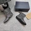 New Black Round Head Flat Bottom Willow Nails Rhinestone Mesh Cool Boots Catwalk Sexy Short Boots Trendy Girl