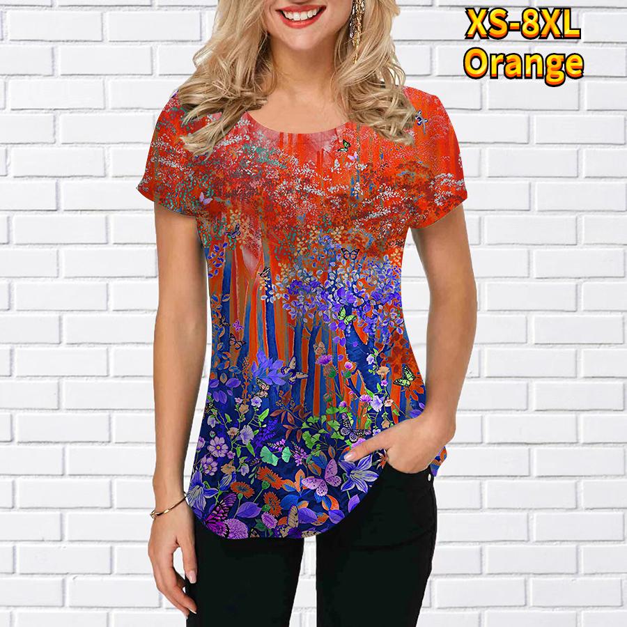 Short Sleeve Clothes Ladies Ladies Print Fashion Ladies Casual Summer T Clothes T Shirts New Print S-8XL