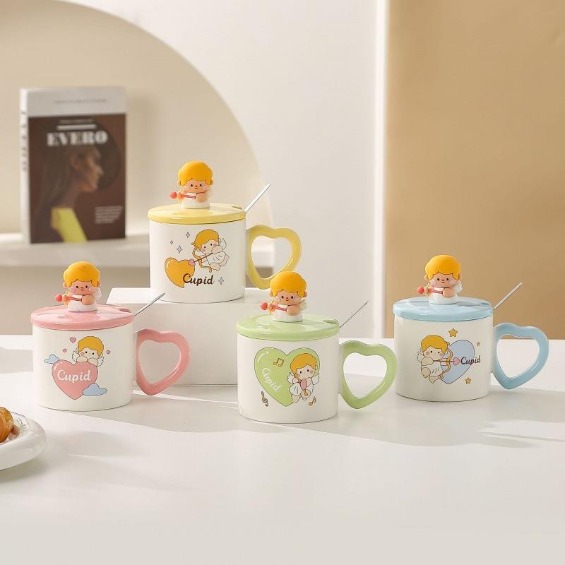 Chinese Valentine's Day Gift Couple Mug High Precision Ceramic Cup with Lid Water Cup Women's Souvenir