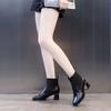 Fashion Black Booties Elegant With Medium Heels Round Toe Plain Women's Ankle Boots Sale Comfortable Chic Hot Y2k Pu Female Short Shoes