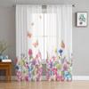 Butterfly Daisies Flowers Sheer Curtain For Living Room Bedroom Voile Curtains For Window Organza Curtains Party Tulle Drapes