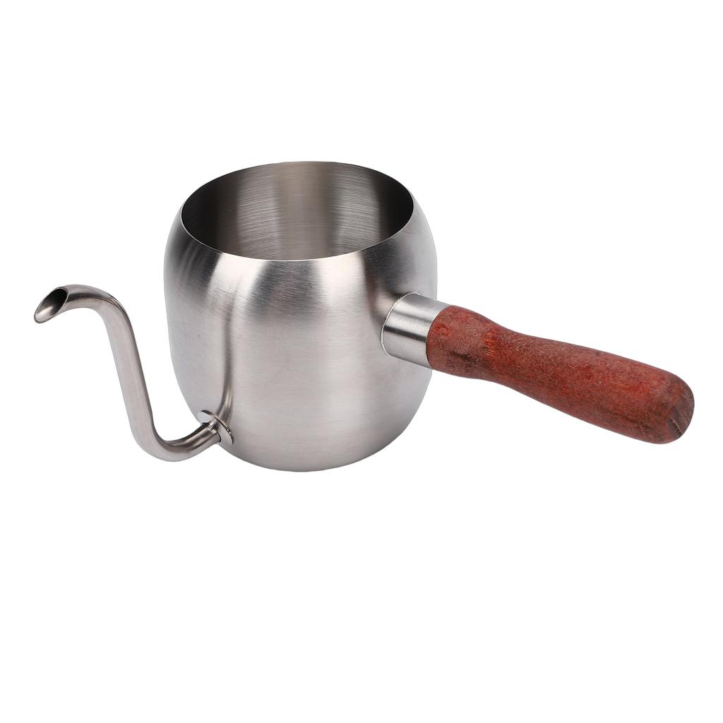Pour Over Coffee Kettle 500ml 304 Stainless Steel Gooseneck Spout Coffee Drip Teapot with Wood Handle for Camping