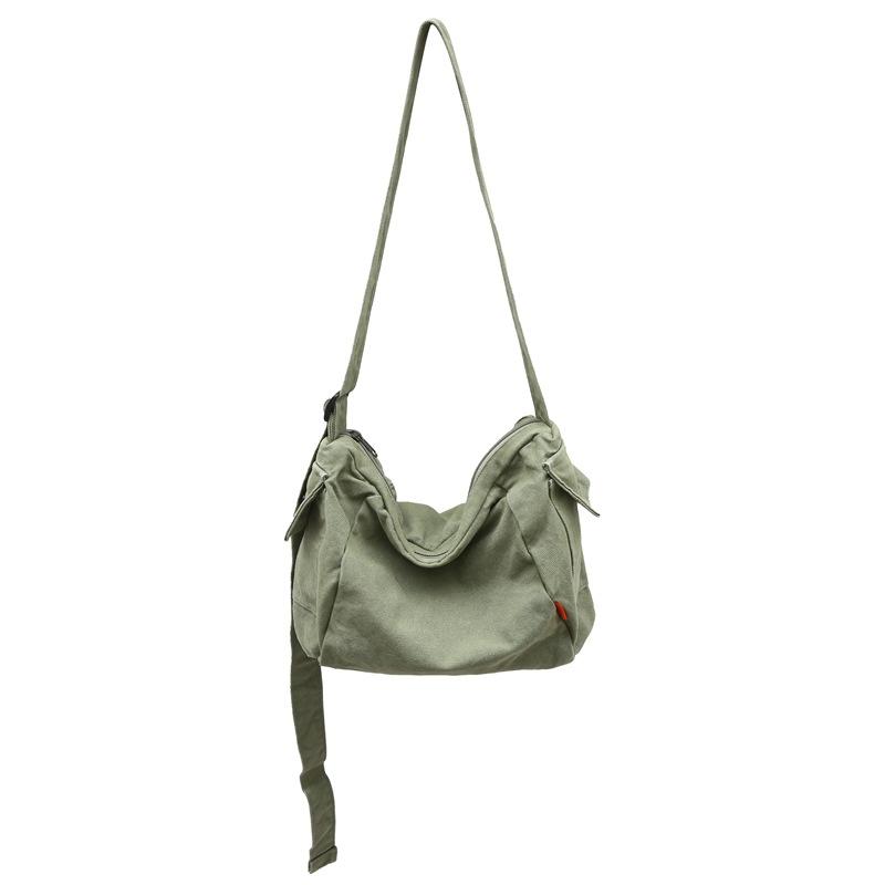 Canvas Bag Women's Large Capacity Crossbody Bag Men Solid Color Shoulder Bag
