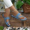 2025 Summer New Foreign Trade Large Size Flat Slippers Women's Shoes Large Size Denim Cover Toe Flat Slippers