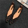 Women's Pointed Toe Breathable Flat Shoes Summer Cutout Faux Leather Shoes Women's Breathable Hollow Ballet Flats Flower Loafers