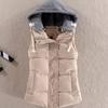 Autumn and Winter Cotton Vest Women's Vest Hooded Short Warm Vest
