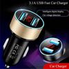 Universal 3.1A Dual USB Car Charger 2 Port LCD Display Voltmeter 12-24V Cigarette Lighter Socket Car Charger Adapter