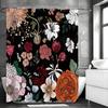 Floral Plant Shower Curtain, Bathroom Decorative Shower Curtain, Waterproof Shower Curtain with Hooks