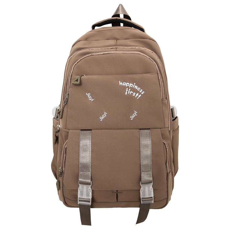 Large Capacity Schoolbag Women's Solid Color Backpack Outdoor Travel Multi-Pocket Backpack