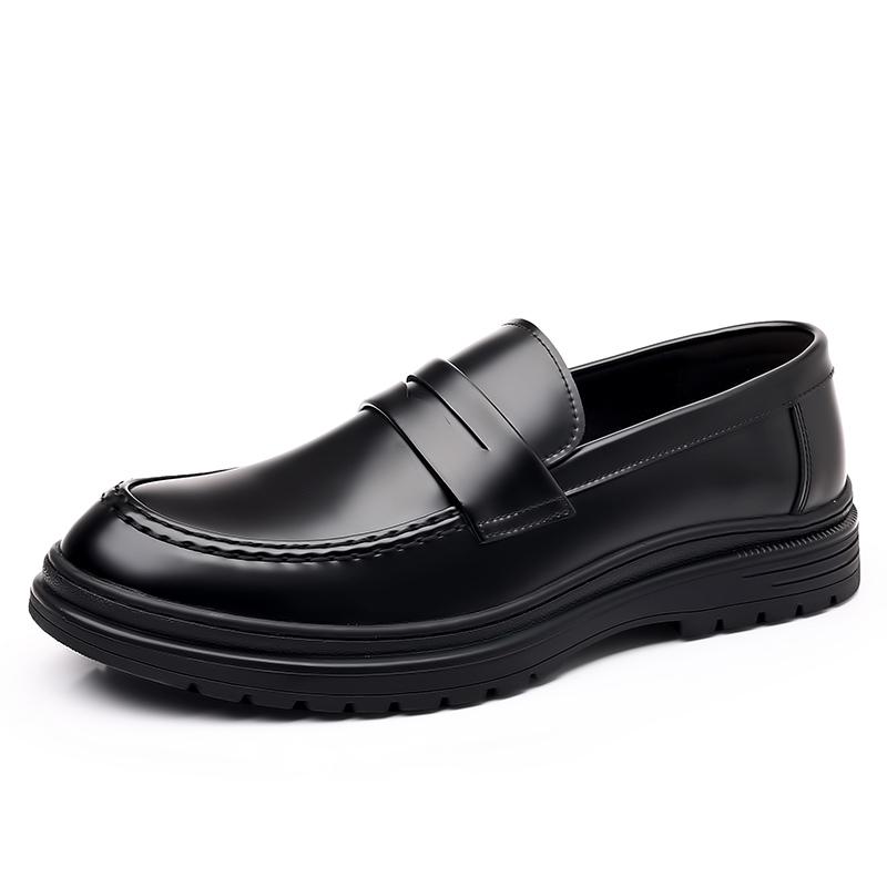 Fashion Handmade Leather Loafers Thick Bottom Casual Driving Flats Slip-on Dress Shoes Comfy Moccasins Versatile Male Driving Footwear