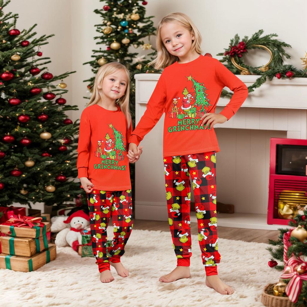 Print Cute Family Set Pajamas , Home Clothes , Family Set Long Sleeve Top Pants Set