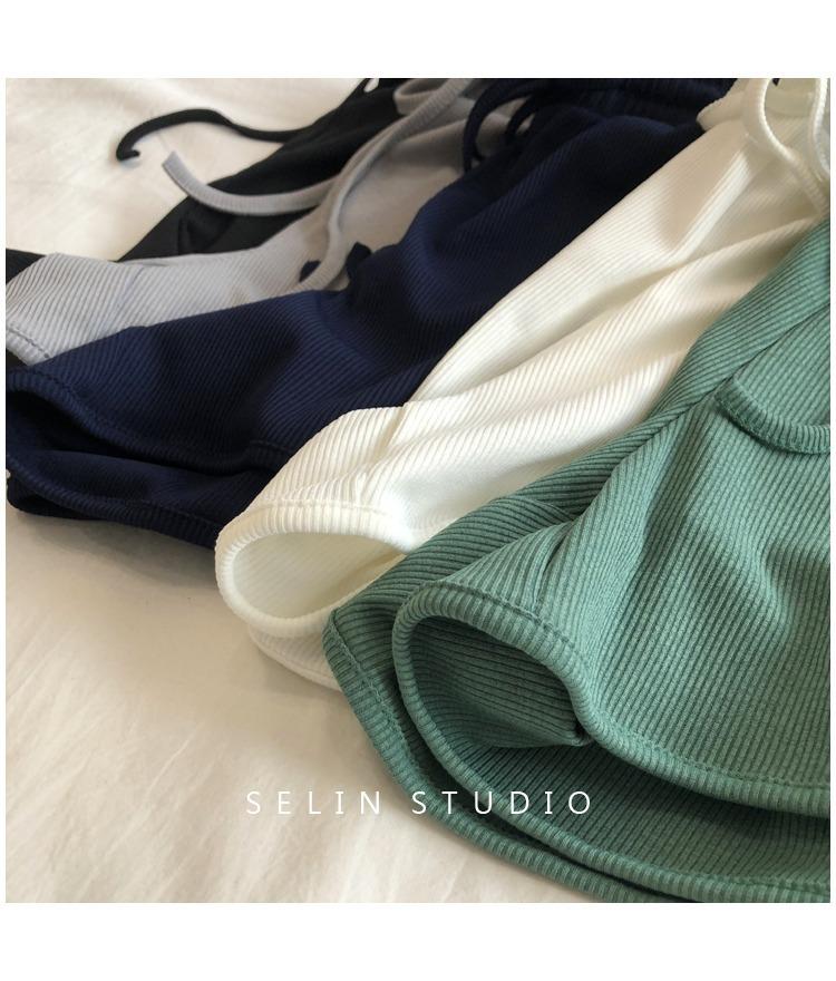 Ice Silk Thread Shorts Women's Summer Korean Version Loose Tight Waist Wide Leg Pants Elastic Sports Pants Slimming Hot Pants