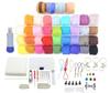 Raku MoMo Wool Felt, Approx. 3g, 40 Colors, Set with Accessories and Tools, Craft Supplies, DIY Materials