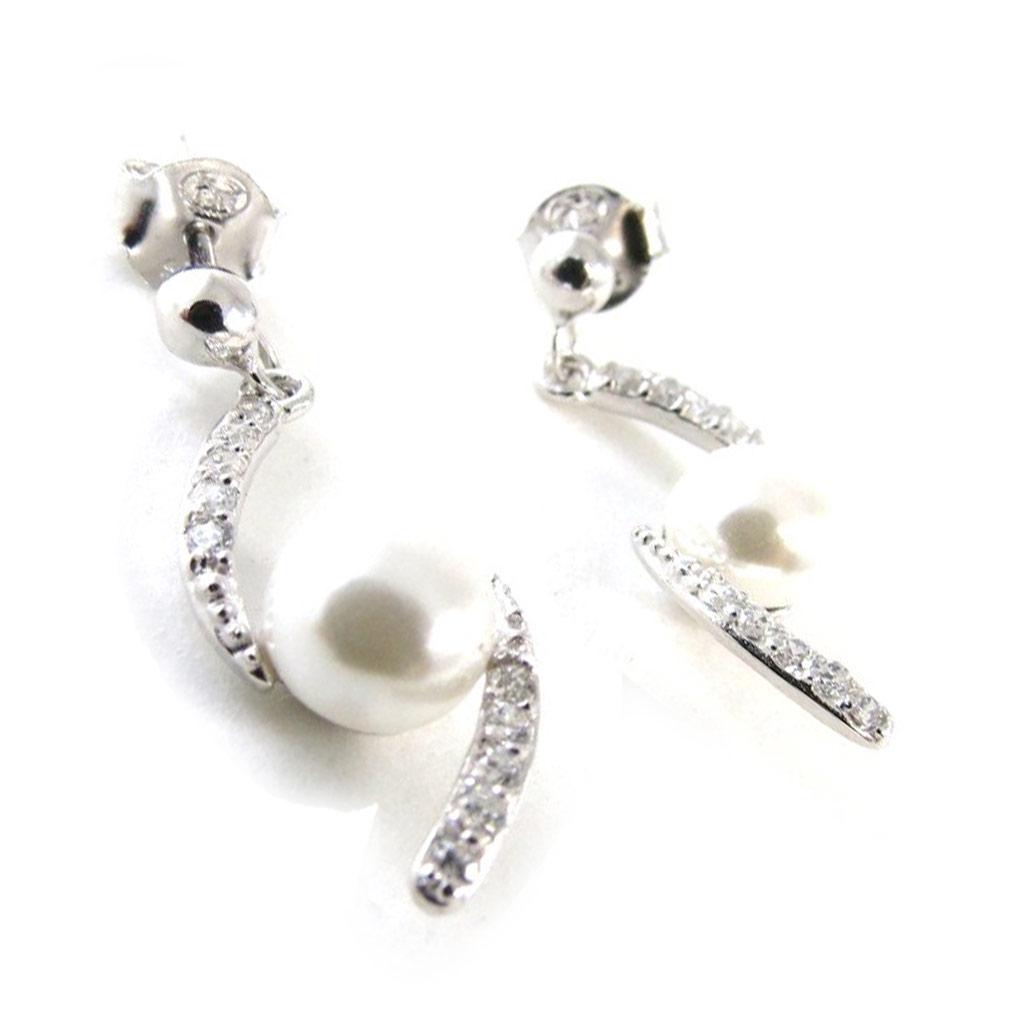 Les Trésors De Lily [I9852] - Silver Earrings 'Sissi' Silver White (rhodium-plated) - 25x10 Mm