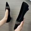 Fashion Luxury Rhinestone Satin Designer Brand High Heels Women Sexy Pointed Toe Soft Leather Wedges Shoes Elegant Comfortable Pumps