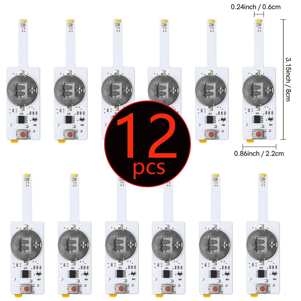 12pcs Blow-Out LED Candle Light for Making Light-Up Cards, Self-Adhesive Light-Up Units To Handmade Cards or Scrapbook Pages