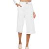 Women's Solid Color Cotton And Linen Fashionable Loose High Waist Cropped Casual Pants