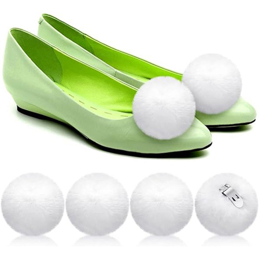 Set of 4 Stylish Shoe Clip Detachable Furry Ball Shaped Shoe Clips Versatile Fluffys Pompoms Shoes Buckles Accessories