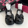 Fashion Cute Bow Round Head Leather Mary Jane Shoes Versatile Thick Bottom JK Uniform Lolita Shoes for Women Casual Thicke Heel Loafers