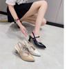 Summer New Pointed Shoes Solid Color Soft Leather Sandals Women Thick Heels Fashion Baotou Pumps Casual Comfort Women's Sandals