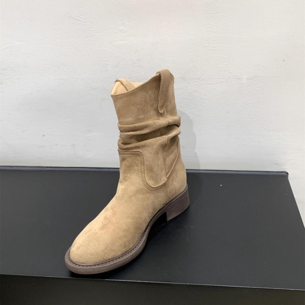 Short Martin Boots Sleeve Women's Boots Fashion Versatile Round Trousers Boots Women's Autumn and Winter New Versatile Thick Heel