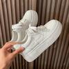 Sheepskin Version~ Thick-soled Little White Shoes Women's Cross Flower Board Shoes Women's Versatile Height-increasing Sports and Leisure Shoes