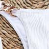 2 Pcs/Set Women Swimsuit Set Three-point Lace-up Halter Neck Bathing Suit Padded