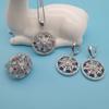 2025 Trendy Hot Round Micro Diamond Women's Multi Color Three Piece Jewelry