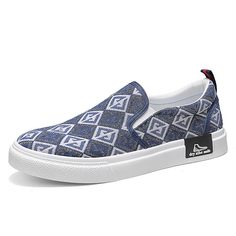 Fashion Branded Casual Loafers Men Designer Print Men Canvas Shoes Comfortable Slip-On Flat Sneakers Men Luxury Skateboard Shoes