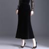 Autumn Winter Velvet Pencil Skirt High Waist Slim Fit Stretchy Wrap Fish Tail Midi Skirt Elegant Bodycon