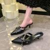 Women Summer  New Fashion Metal Buckle Designer Sexy Pointed Toe Sandals Outdoor Casual Party Dress Ladies Slippers Zapatos