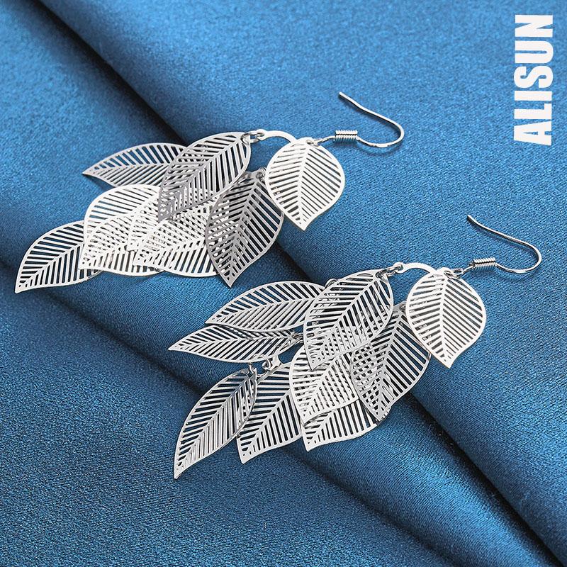 925 Sterling Silver Women's Layered Hollow Tassel Long Hanging Piercing Earrings Fashionable Wedding Jewelry