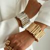 Exaggerated Metal Wide Face Spring Bracelet Bracelet Punk Style Texture Vertical Stripe Bracelet for Women