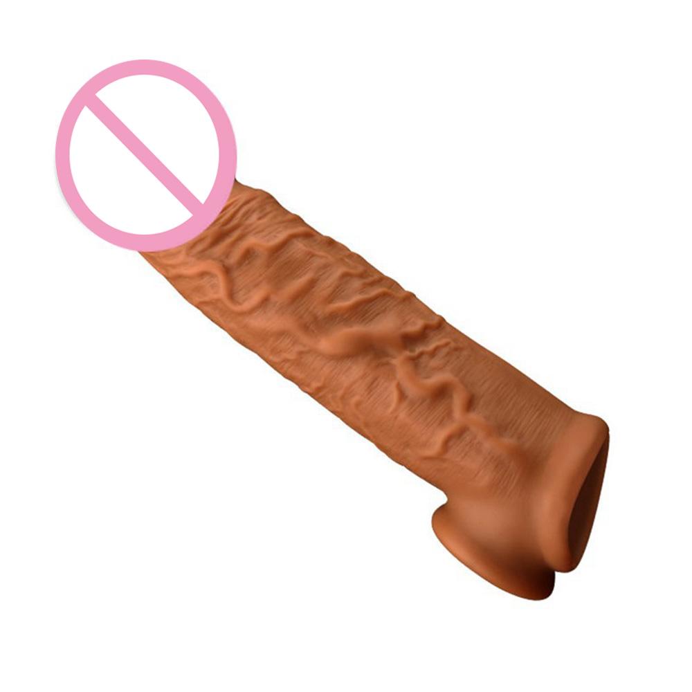 Realistic Condoms For Men Reusable Penis Sleeve For Male Extender Dildo Enhancer Enlargement Condom Male Cock Sex Toys
